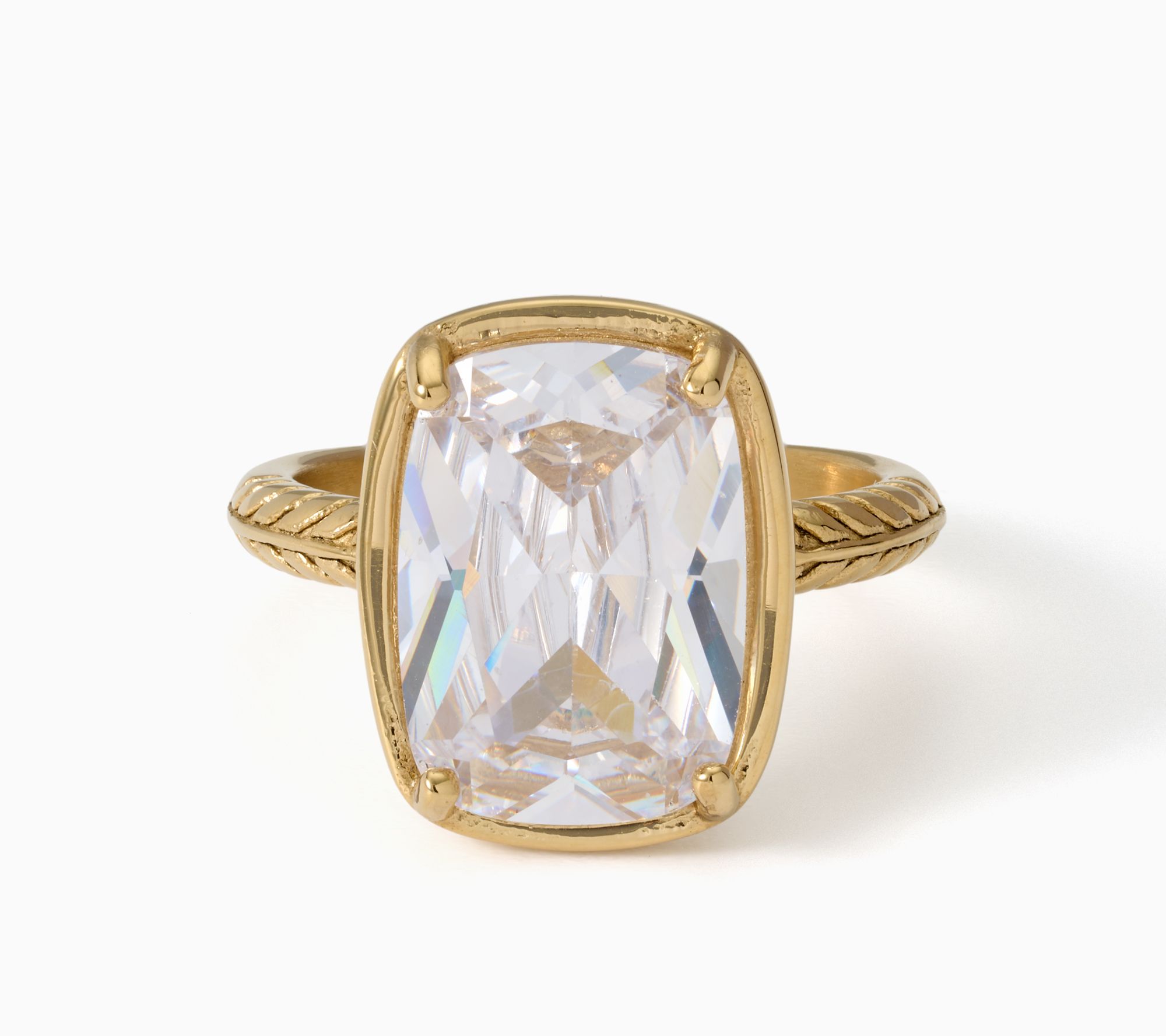 Steel by Diamonique Textured Band Cocktail Ring