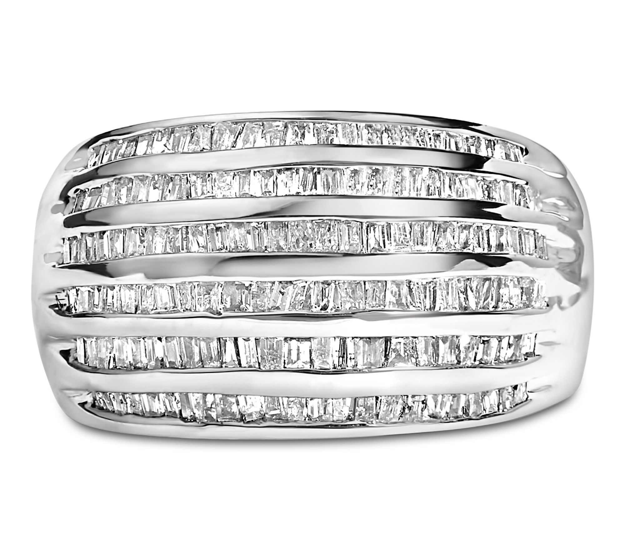 Haus of Brilliance Diamond 6-Row Domed Cocktail Ring, Sterling