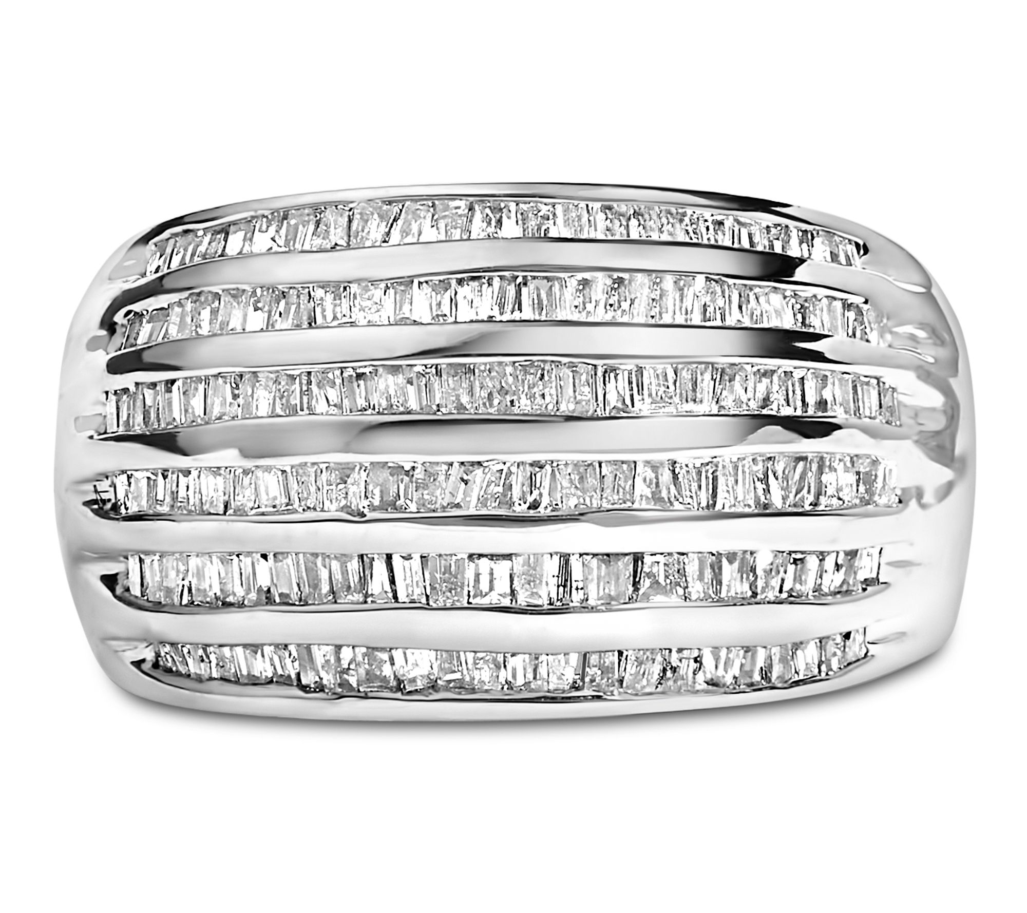 Haus of Brilliance Diamond 6-Row Domed Cocktail Ring, Sterling