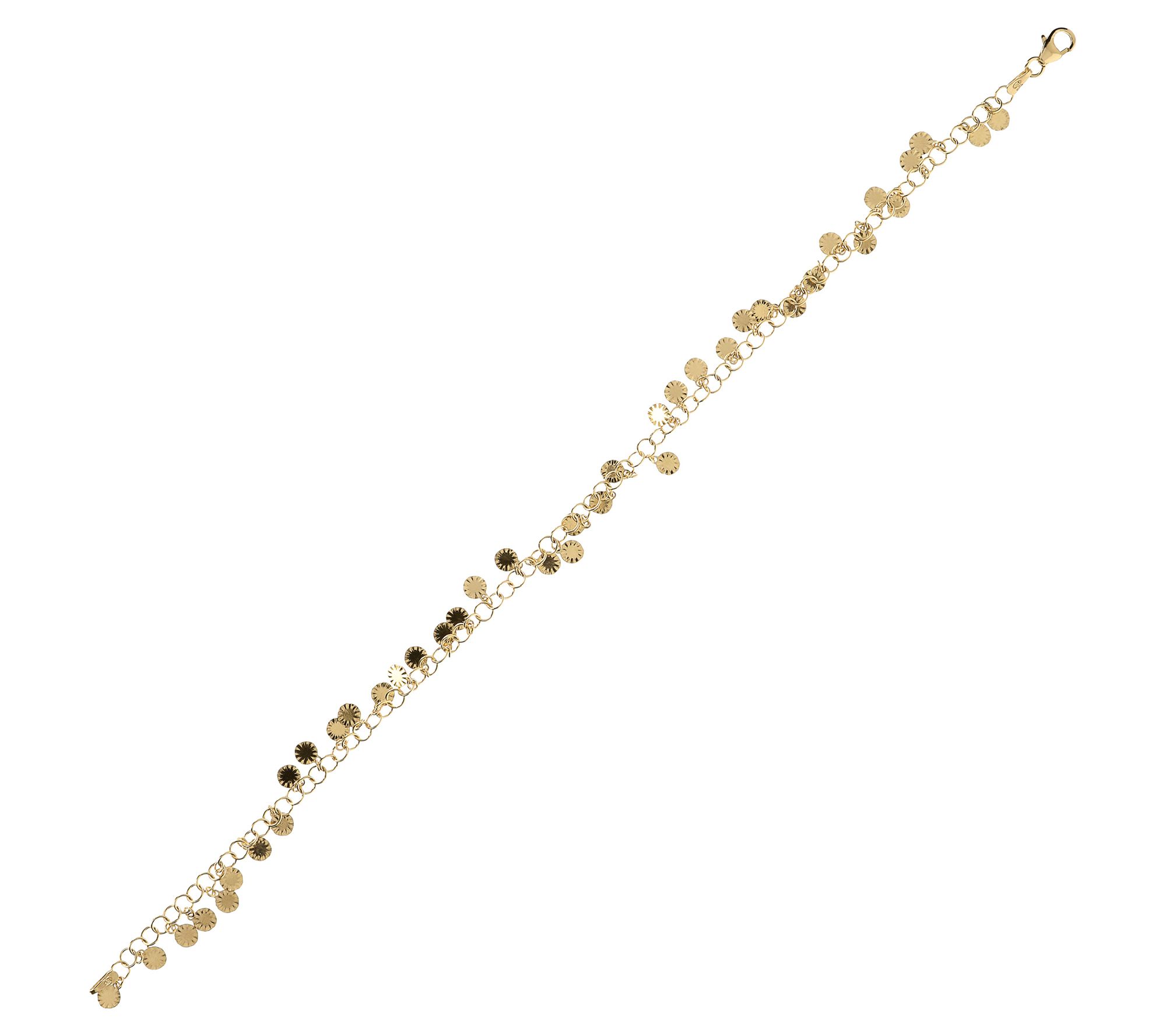 Italian Silver 9" Diamond Cut Disc Ankle Bracelet