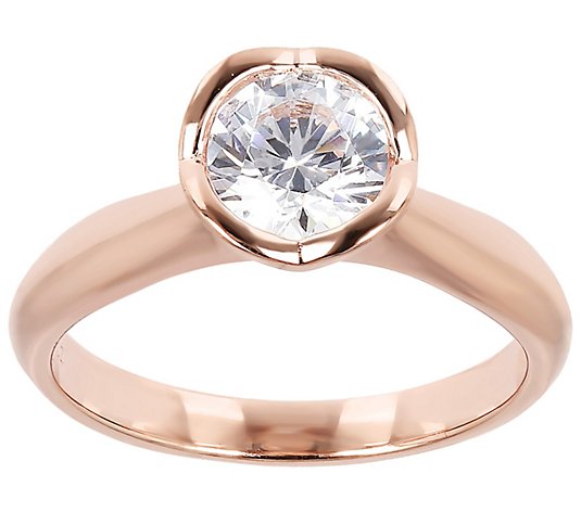 Diamonique 0.85 cttw Round Solitaire Ring, Sterling Silver