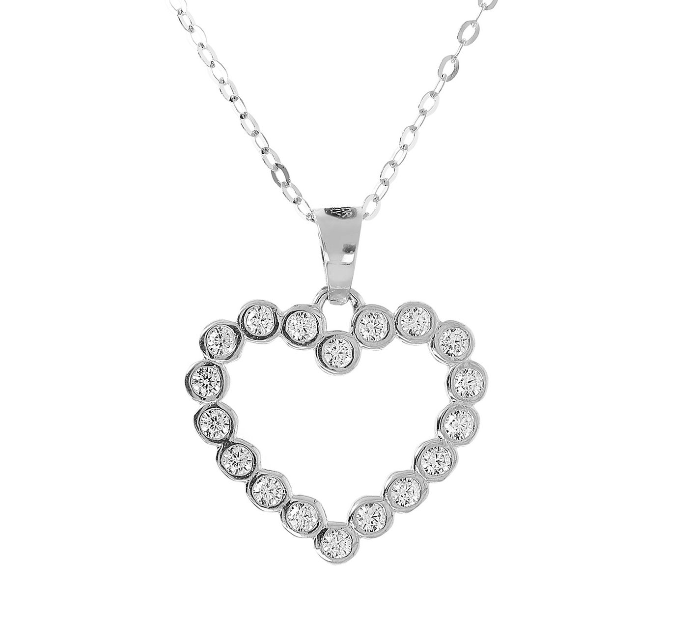 Diamonique 0.25 cttw Heart Pendant with Chain, 14K Gold