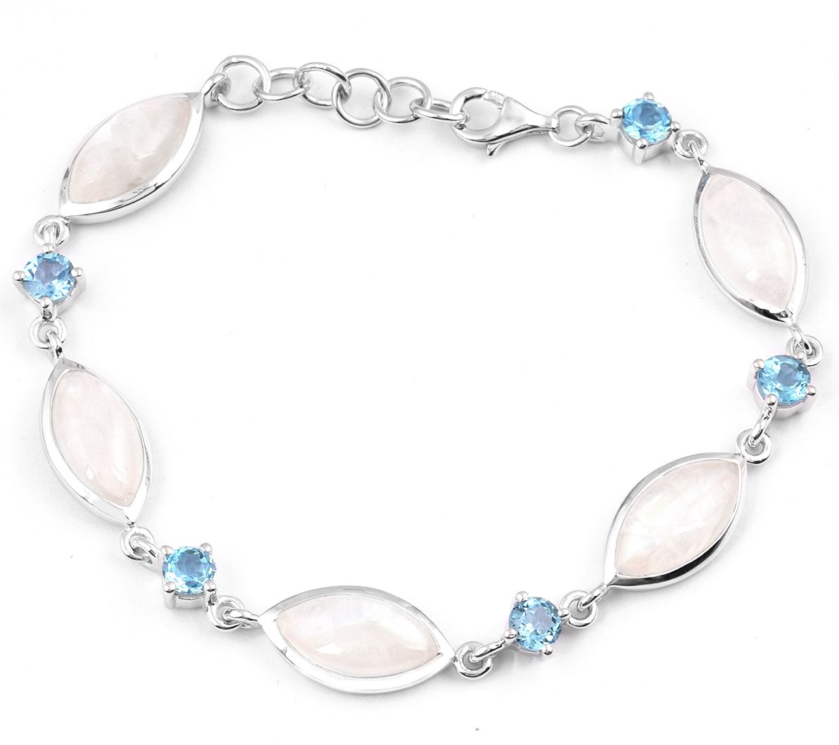 Sterling 22.85 cttw Moonstone & Swiss Blue Topaz Bracelet