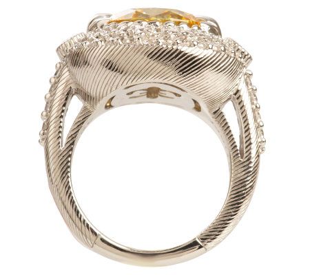 Judith Ripka Sterling 5.00 cttw Round Yellow & White Diamonique Ring ...