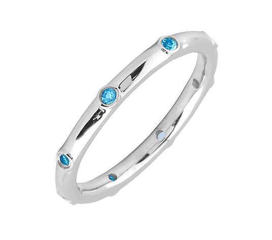 Simply Stacks Sterling Blue Topaz Multi-stone Stackable Ring