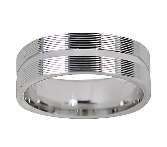 Sterling Rectangular Design Silk Fit Band Ring