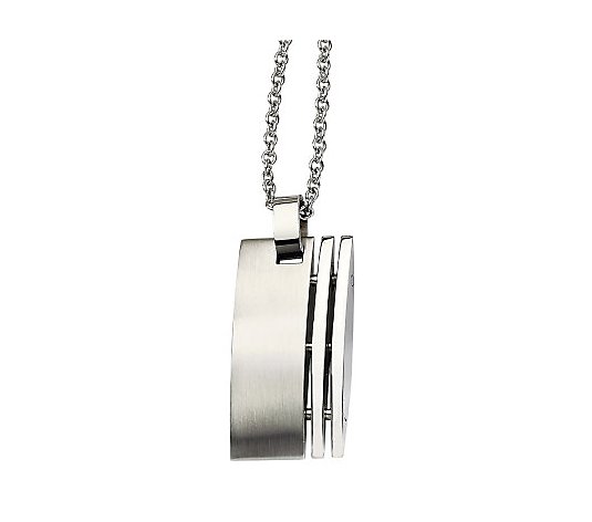 Steel By Design Men's Brushed Dog Tag Pendant w/ 22" Chain