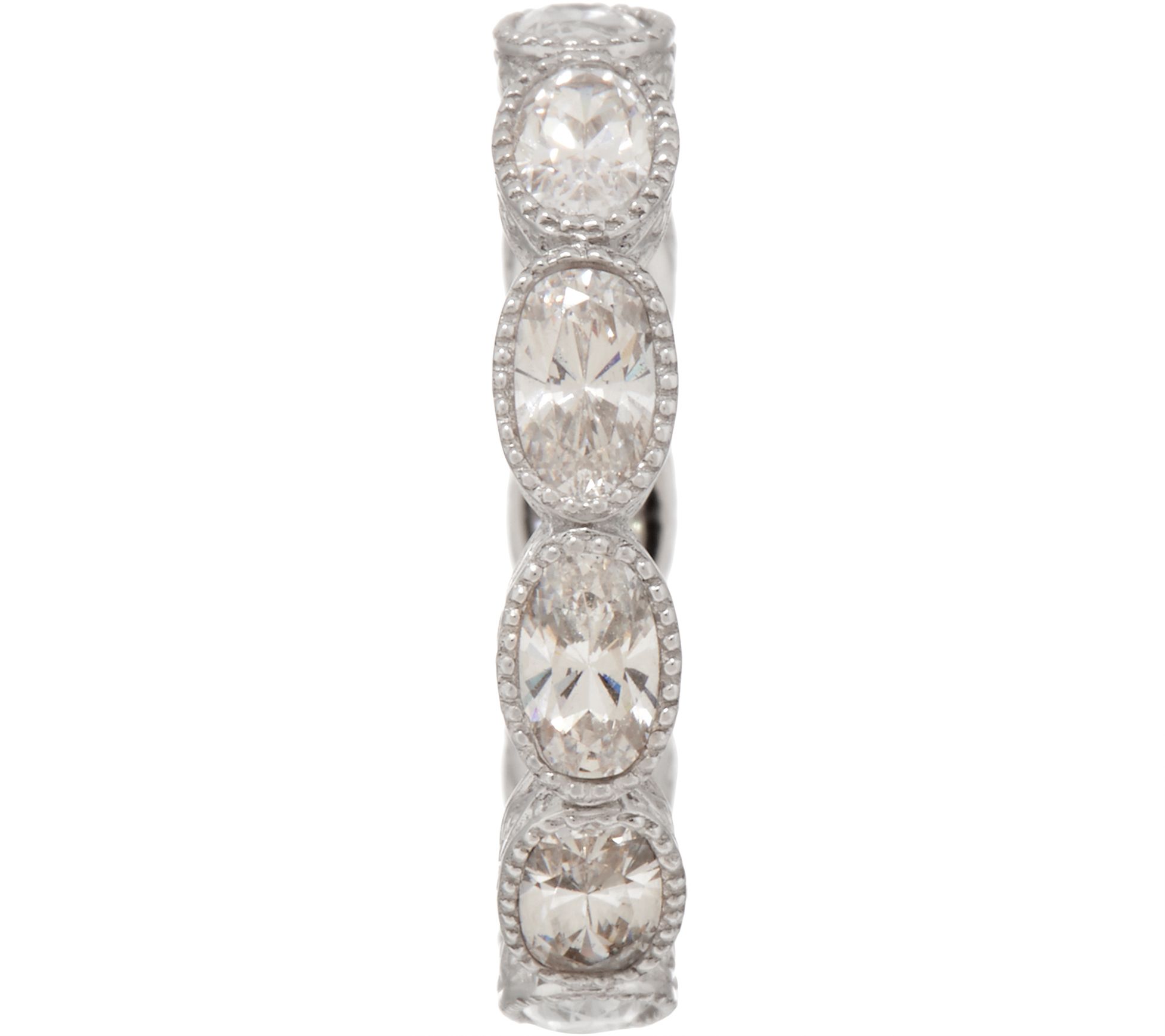 Judith Ripka Sterling or 14K Clad Set of 3 Oval Diamonique Band Rings ...