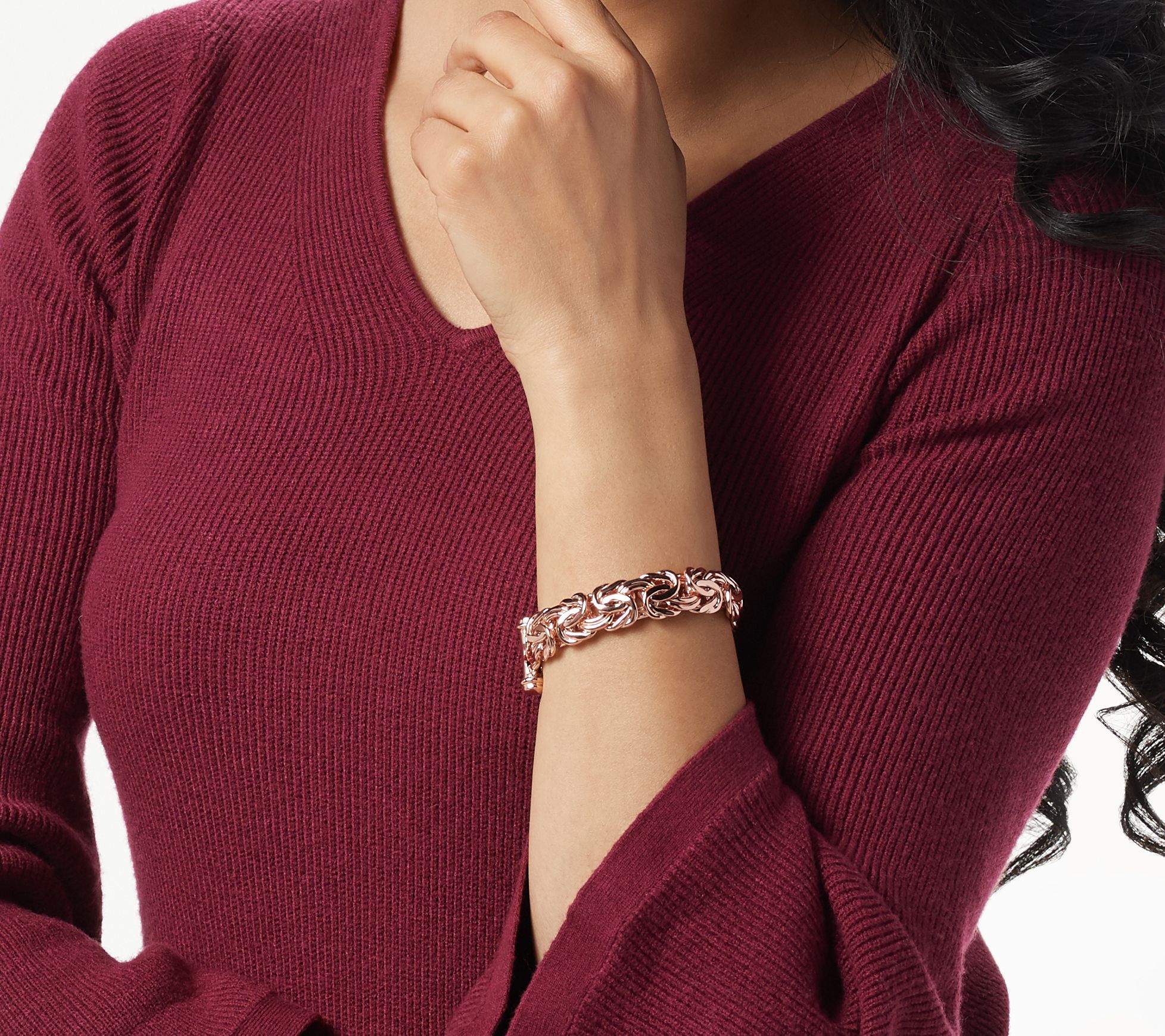 Sterling Silver 71/4" Bold Byzantine Bracelet, 43.0g by Silver Style