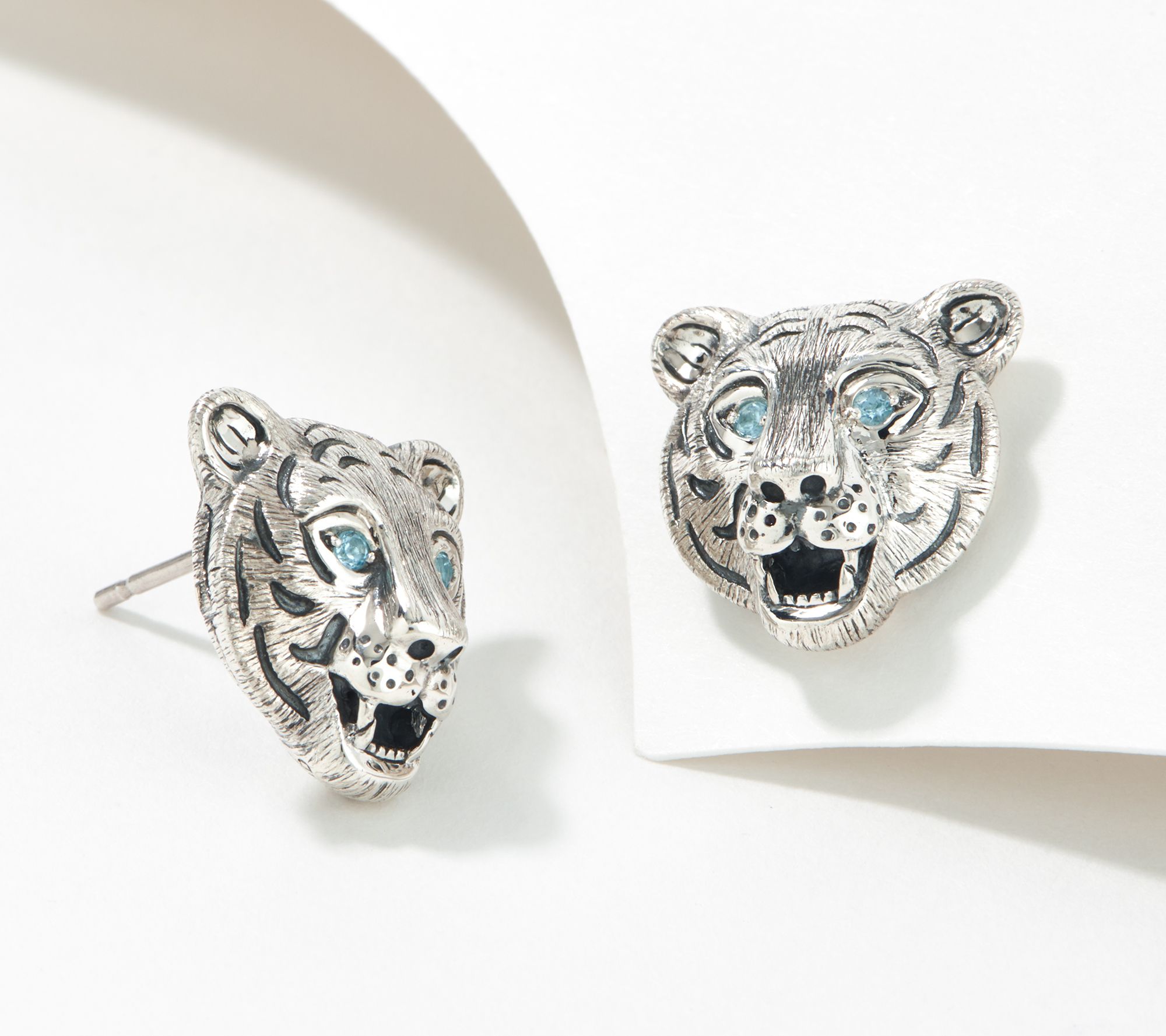 JAI Sterling Silver & Gemstone Tiger Stud Earrings - QVC.com