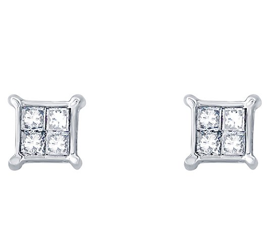 Affinity 14K 1/10 cttw Princess Invisible-Set Stud Earrings