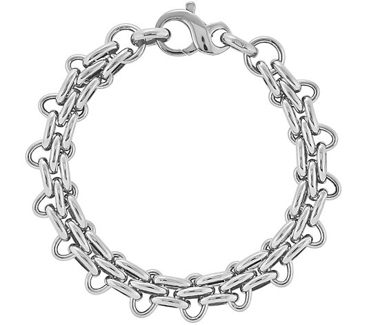 Italian Silver Panther Link 7-1/2" Bracelet, 13.0g