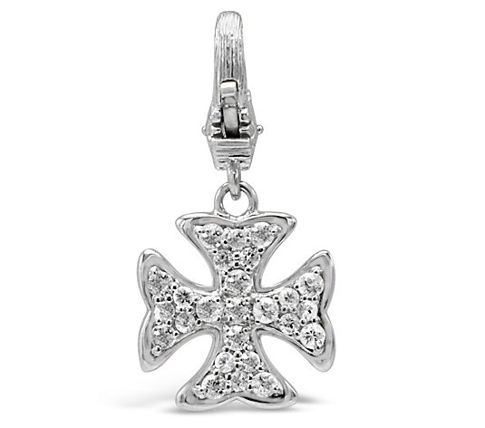 Ariva Sterling Silver White Sapphire Maltese Cross Charm