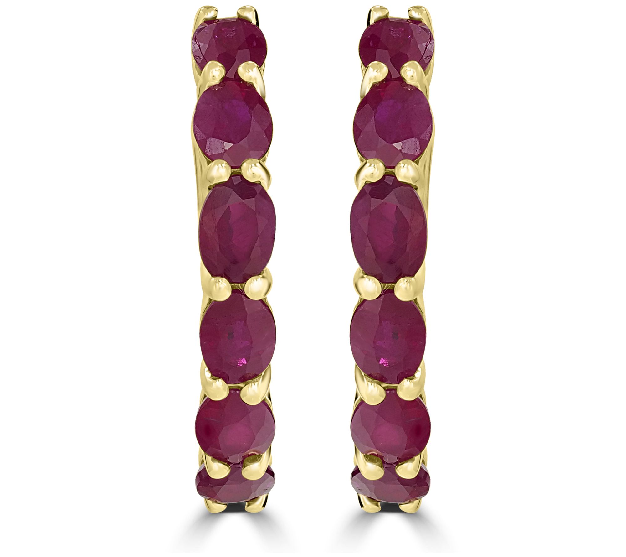 14K Gold Oval Gemstone Hoop Earrings