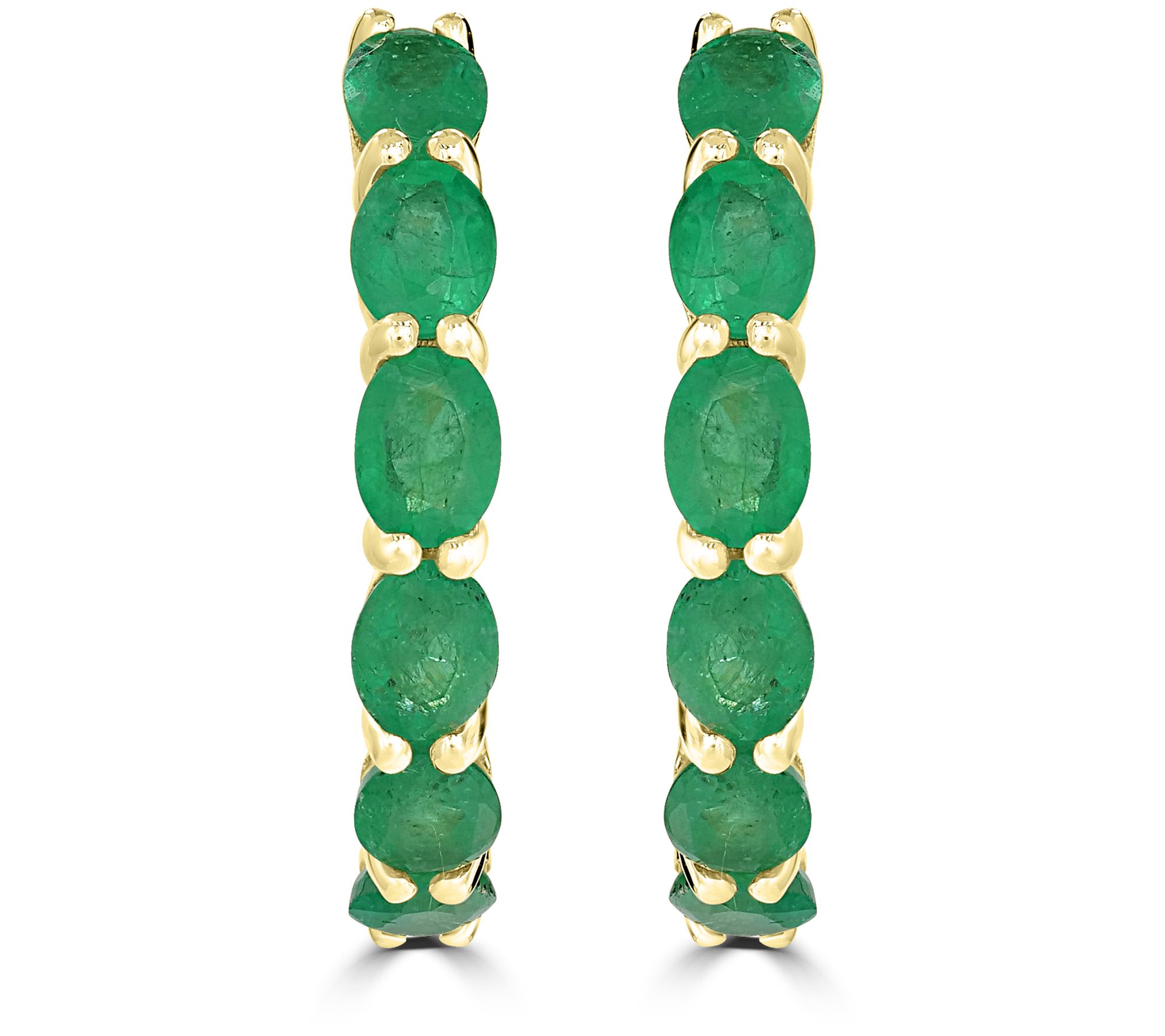 14K Gold Oval Gemstone Hoop Earrings