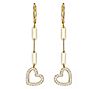 Diamonique Heart Paperclip Link Earrings, 18K Gold Clad
