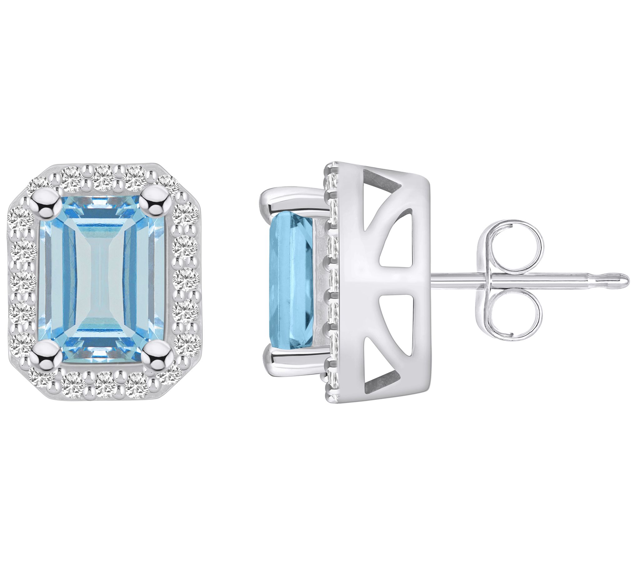 Affinity Gems 14K 2.80 cttw Aquamarine 0.40 cttw Diamond Studs
