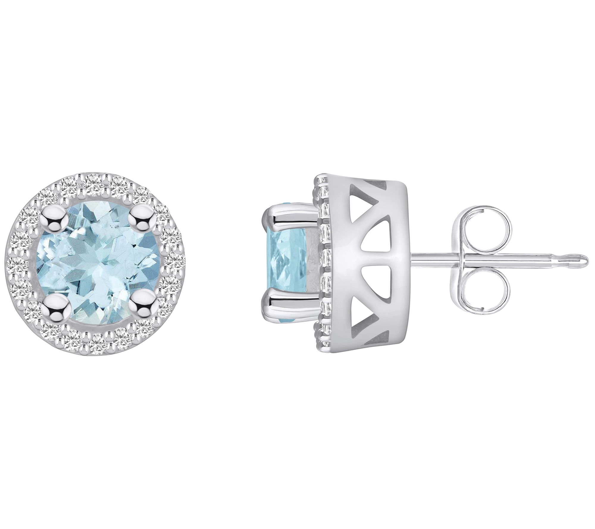 Affinity Gems 14K 1.50 cttw Aquamarine 0.25 cttw Diamond Studs