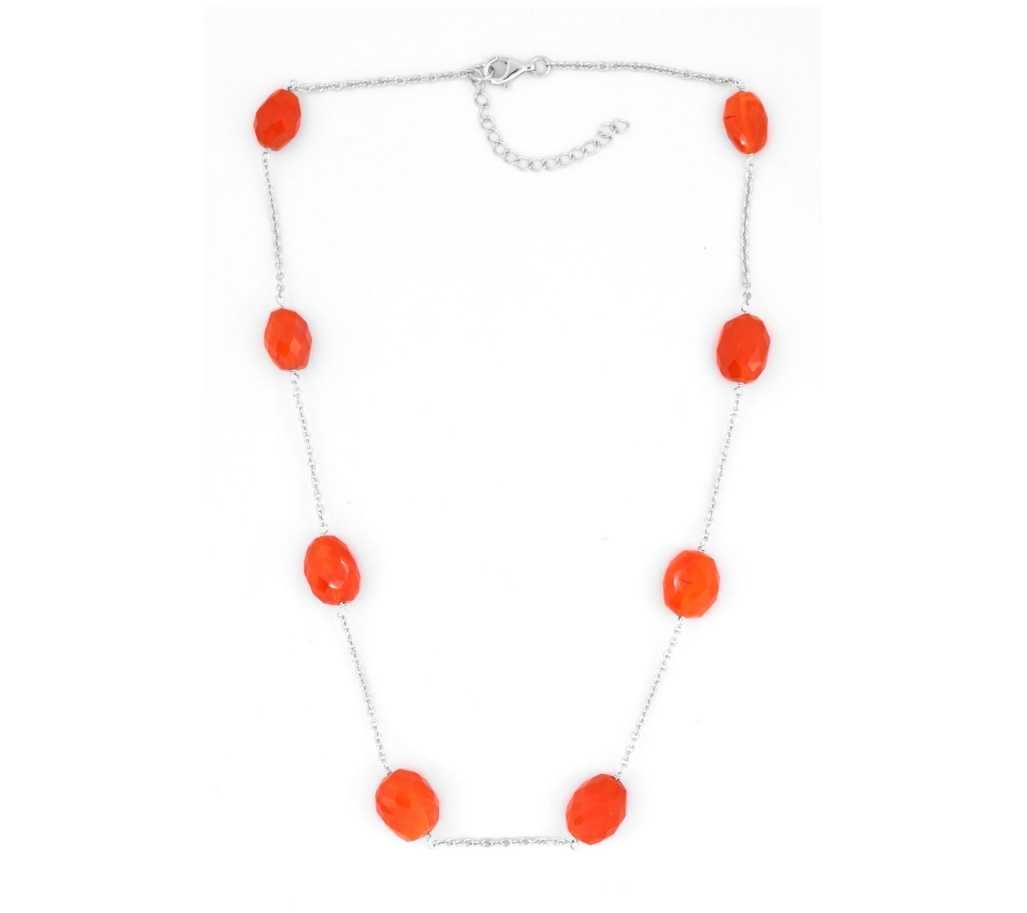 Sterling Silver Carnelian Beaded Station Necklace