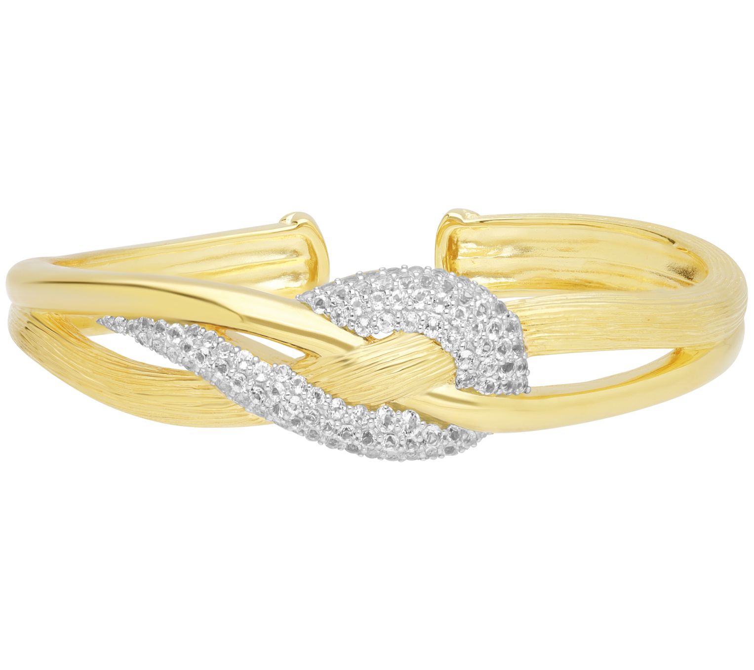 Ariva 18K Gold Clad Gemstone Pave Swirl Cuff