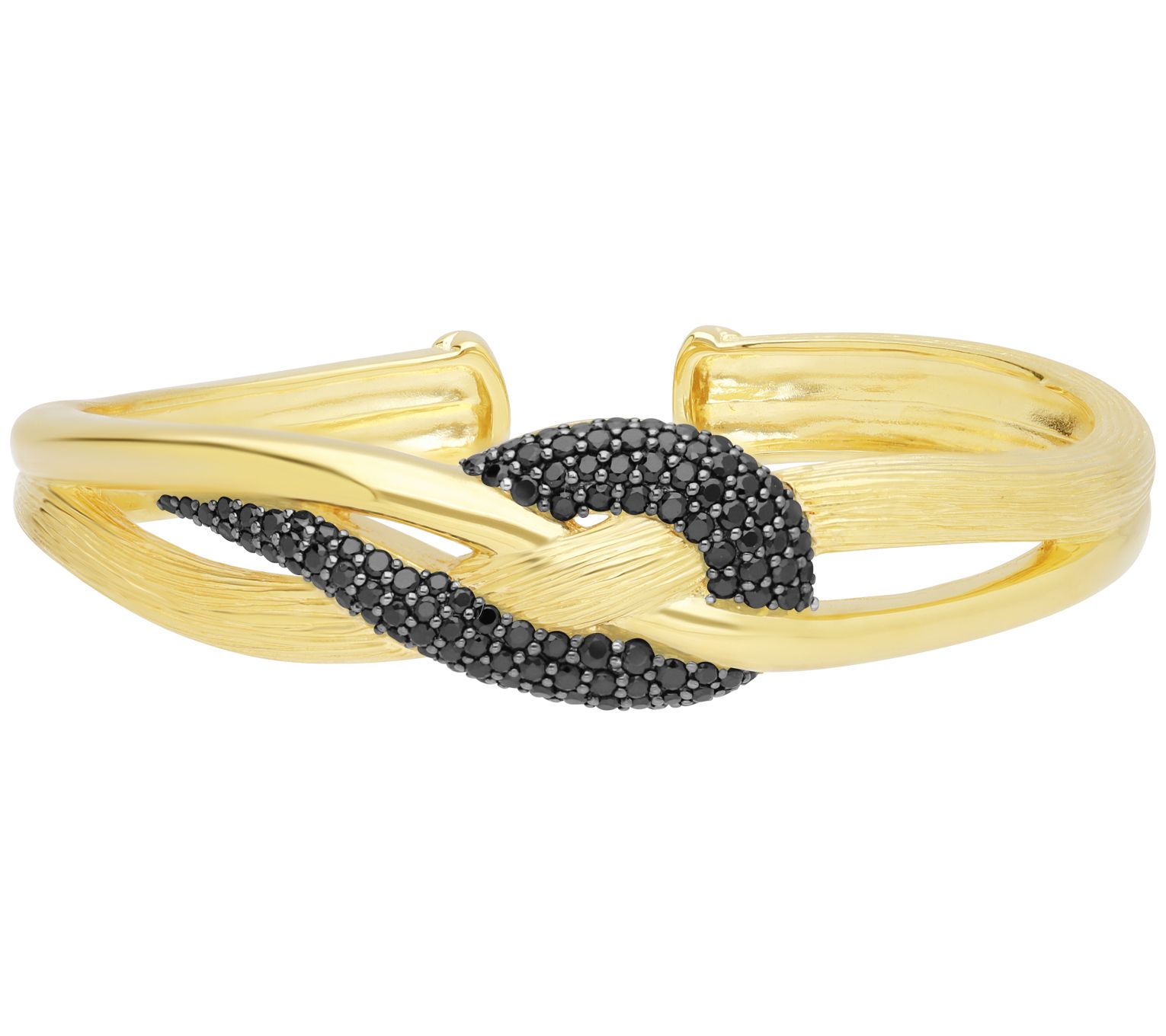 Ariva 18K Gold Clad Gemstone Pave Swirl Cuff