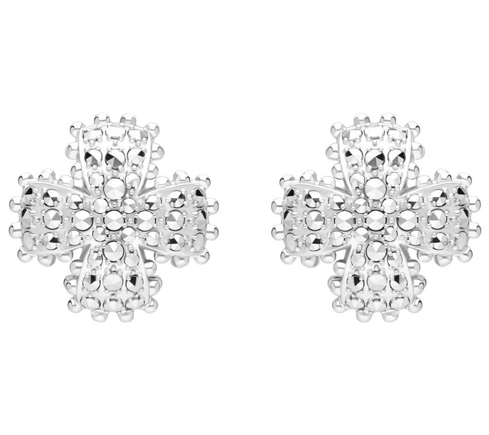 Dallas Prince Designs Sterling Marcasite Cross Stud Earrings