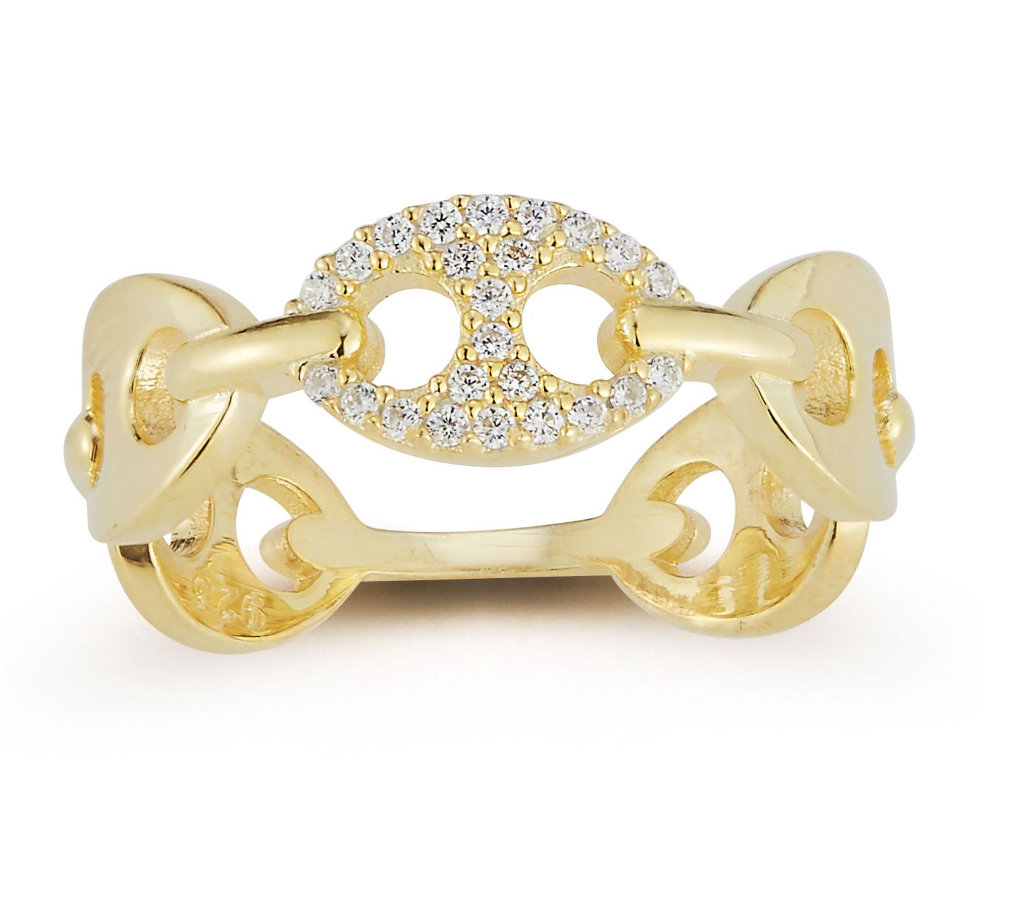 Sterlina Silver Pave Puffed Marine Link Band Ring, Sterling