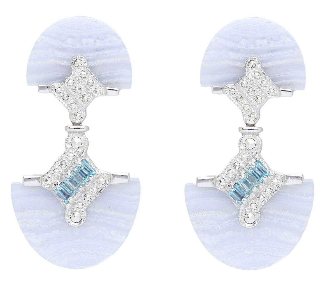 Dallas Prince Designs Chrome Marcasite Multi-Gemstone Earrings