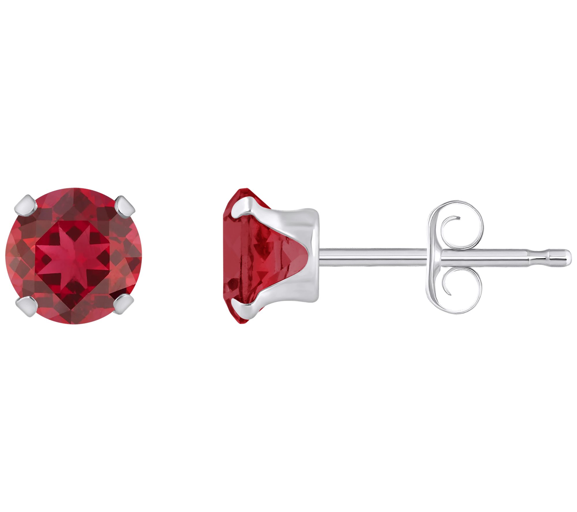 Affinity Gems Round Created Gemstone Earrings, 10K White Gold