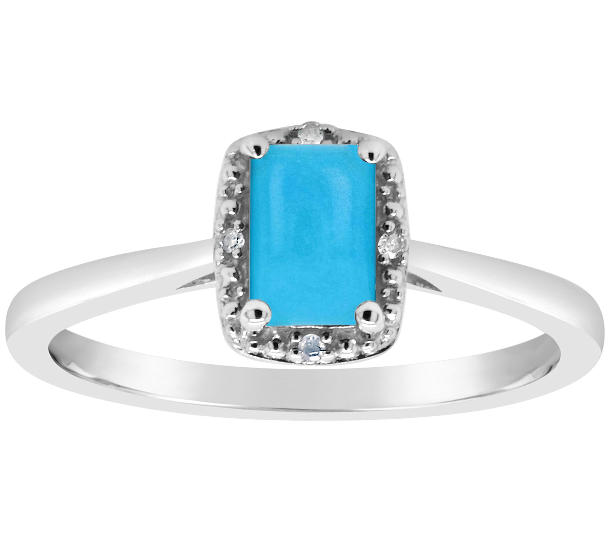 Affinity Gems Emerald Cut Turquoise & Diamond Ring, Sterling