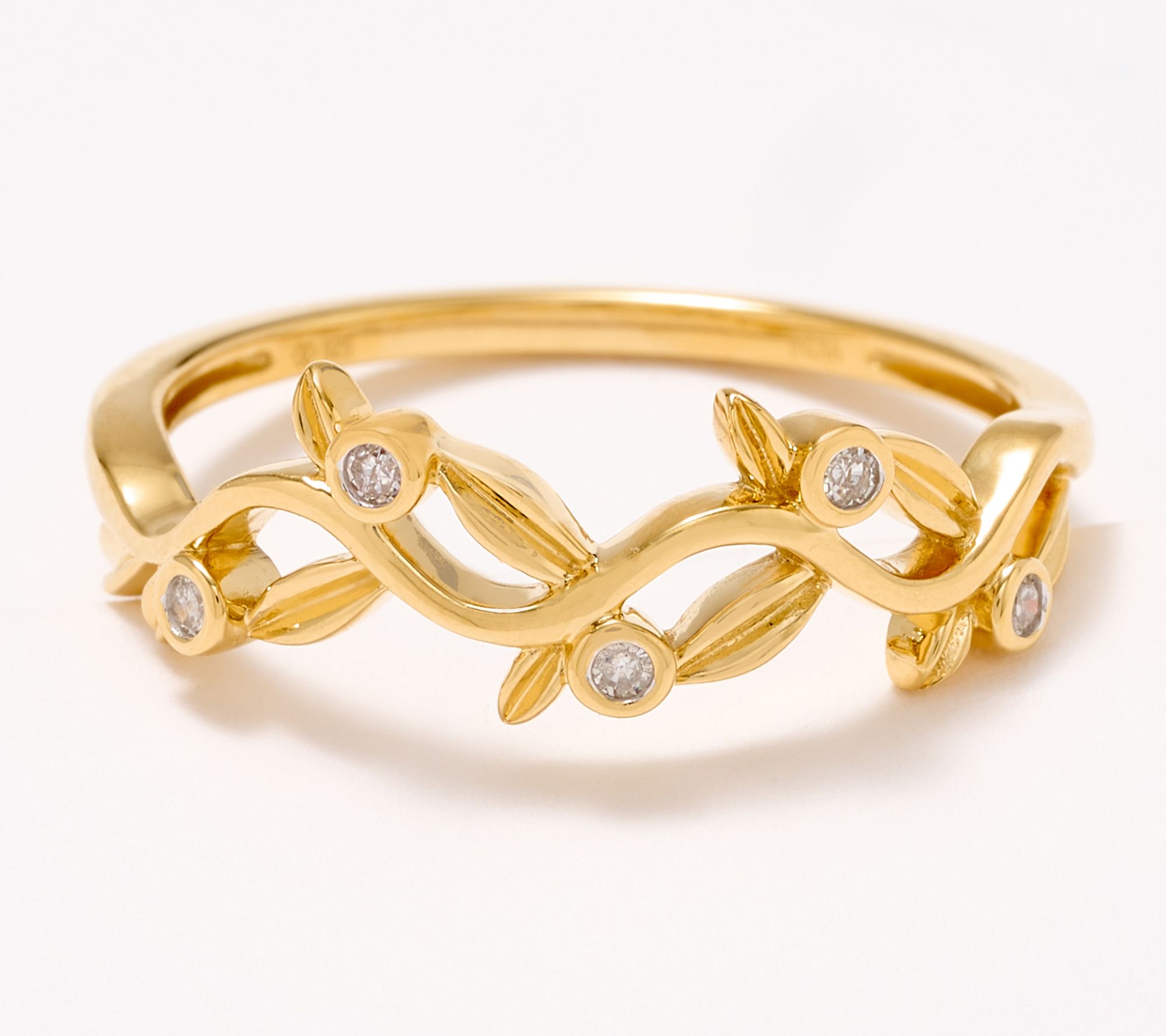 Accents by Affinity Diamonds Vine Leaf Ring, 0.05cttw, SS - QVC.com