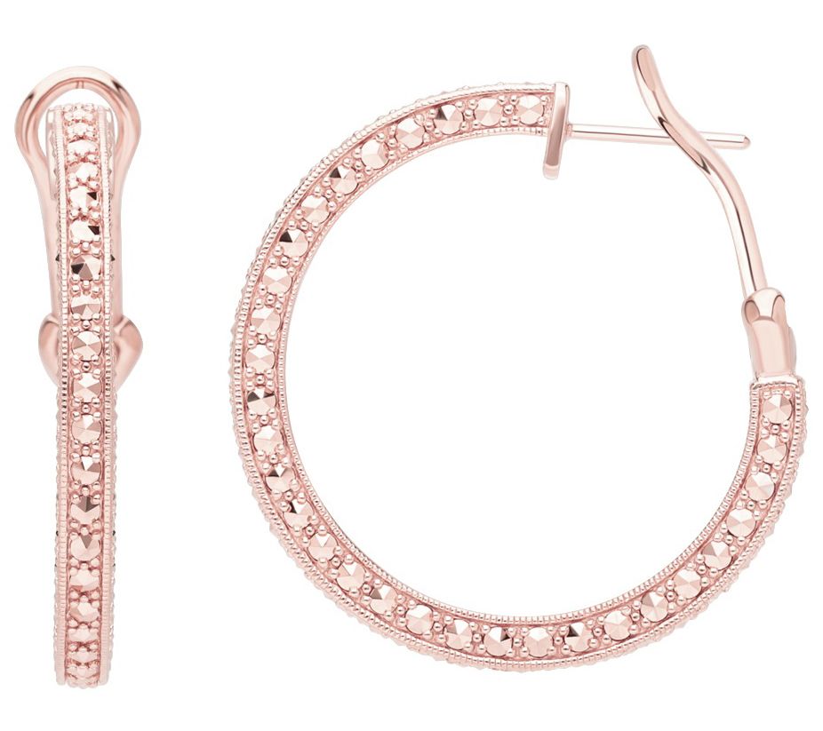 Dallas Prince 14K Gold Clad Marcasite Hoop Earrings