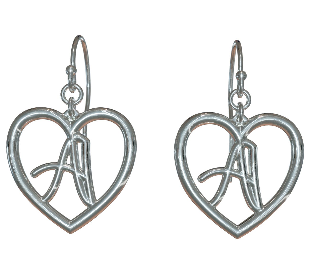 Sterling Silver 3/4" Healing Heart Drop InitialEarrings