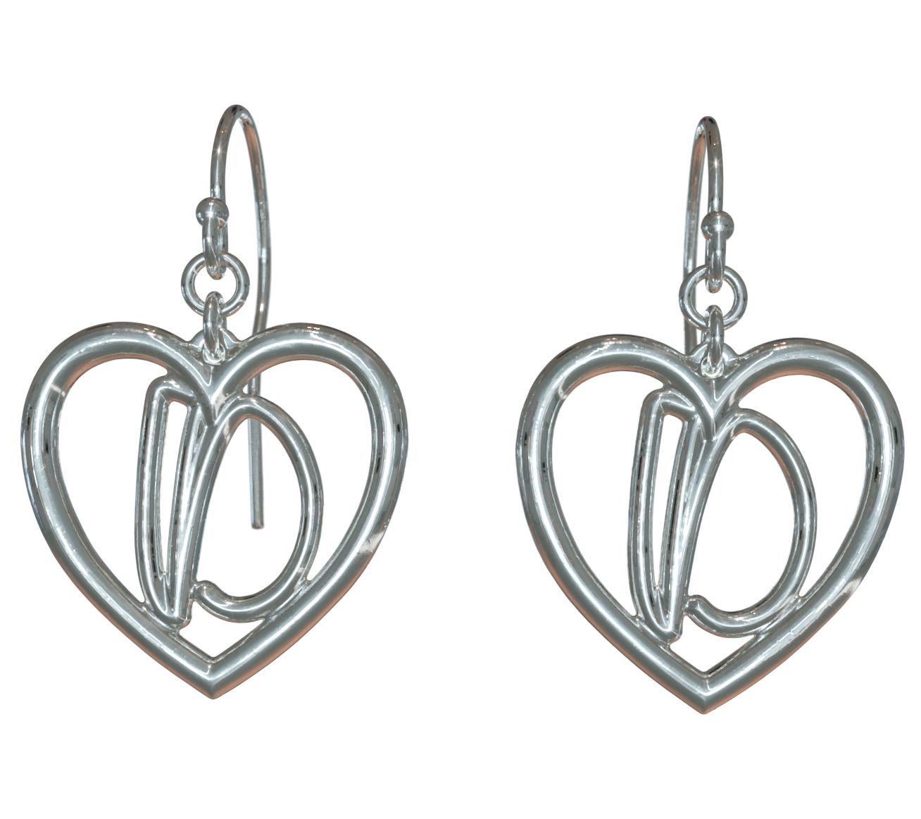 Sterling Silver 3/4" Healing Heart Drop InitialEarrings