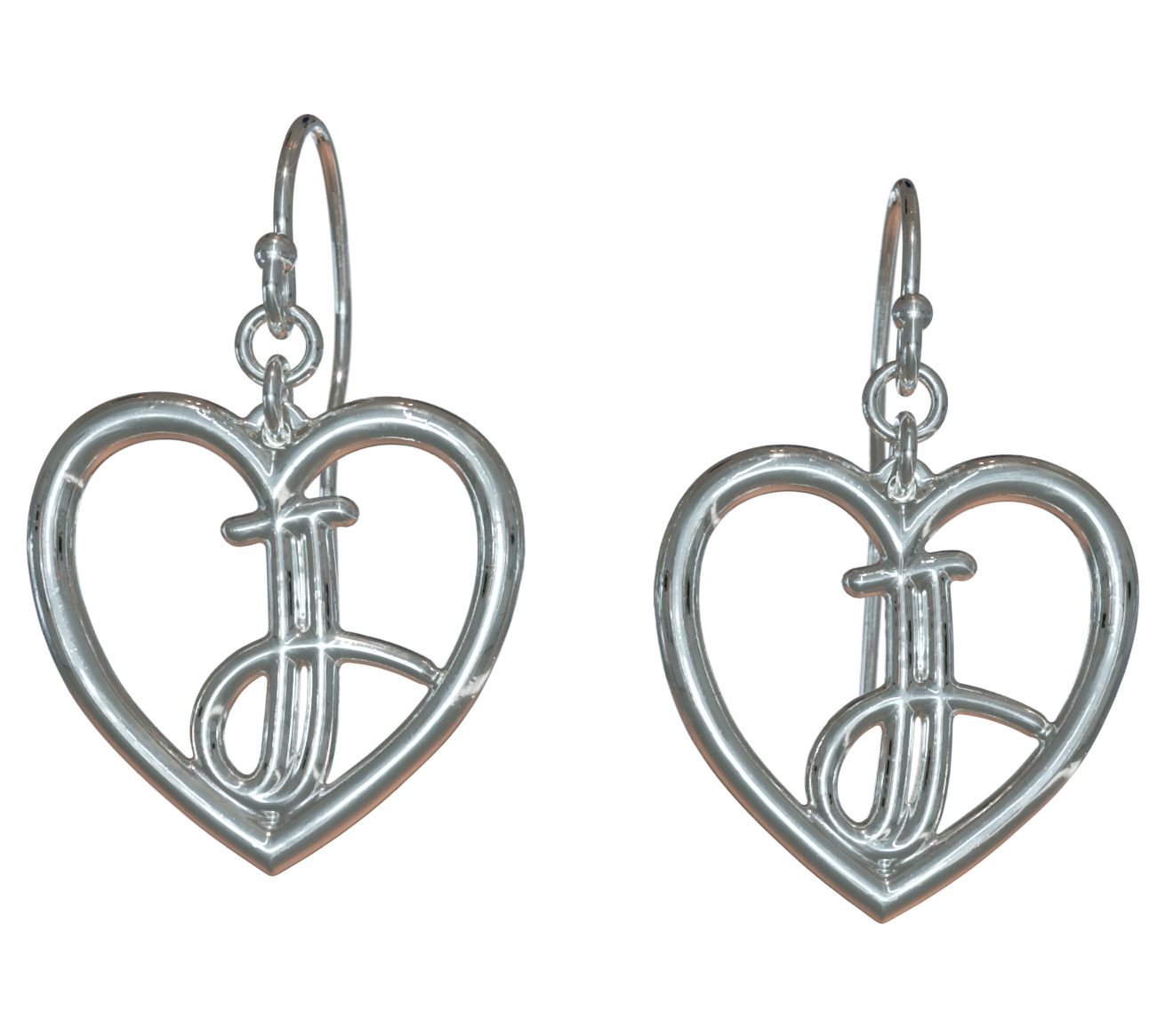 Sterling Silver 3/4" Healing Heart Drop InitialEarrings