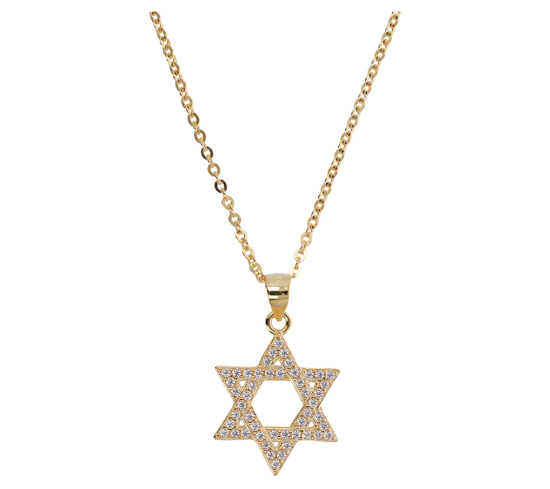 Diamonique Star of David Pendant w/ Chain Sterling Silver