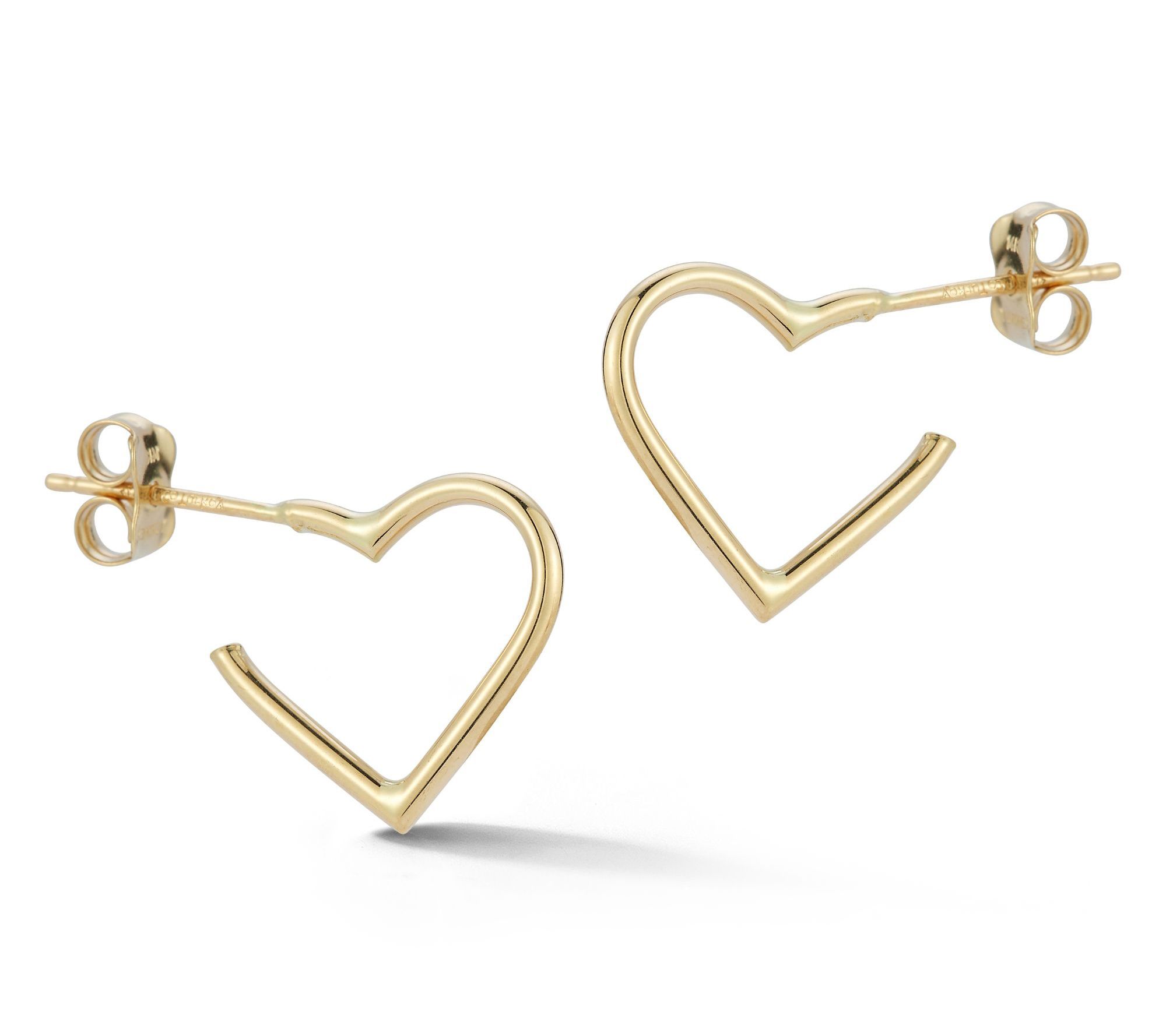 Luminosa Gold Thin Heart Huggie Hoop Earrings, 14K