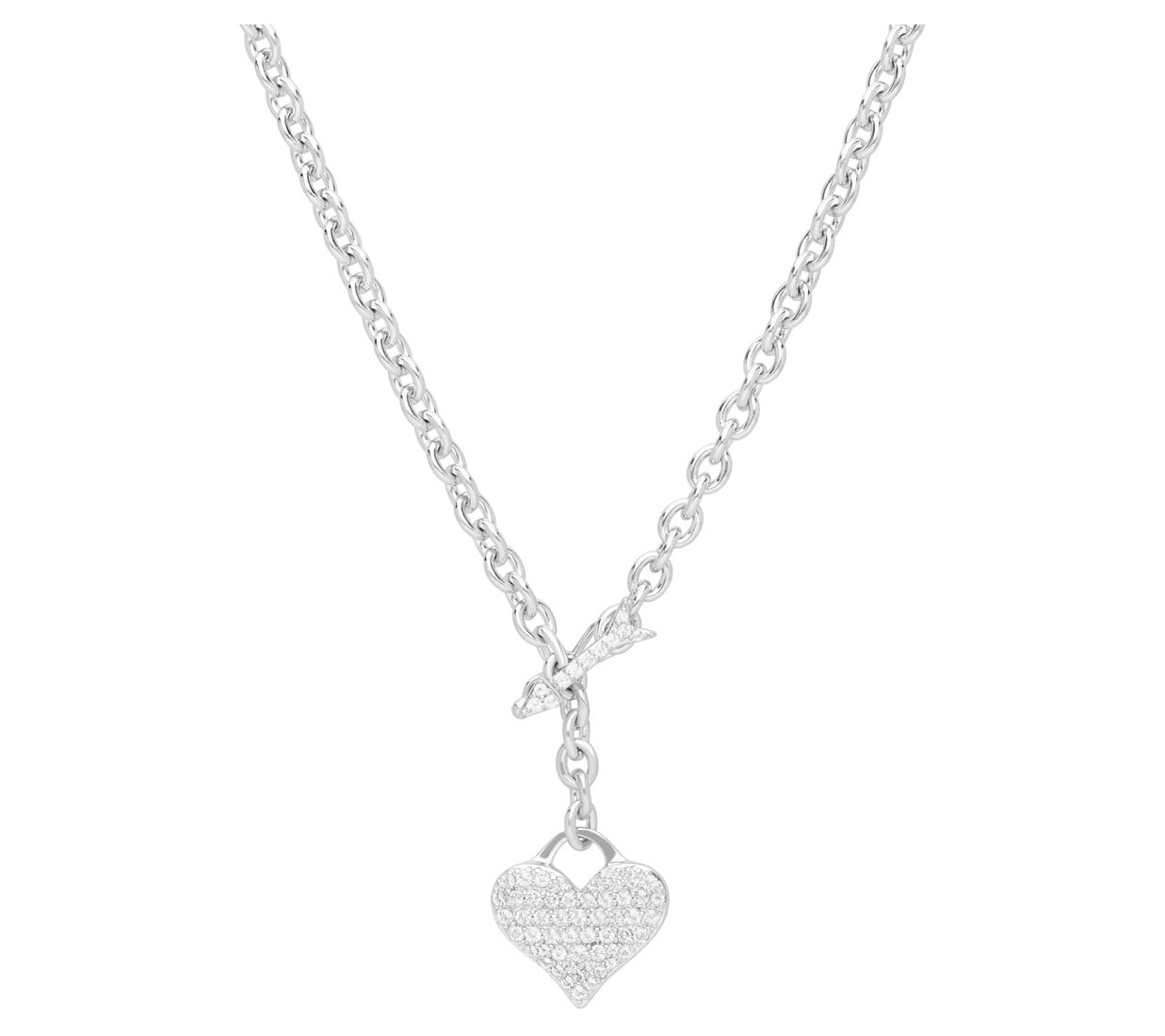 Margo Manhattan Sterling White Topaz Heart DropNecklace