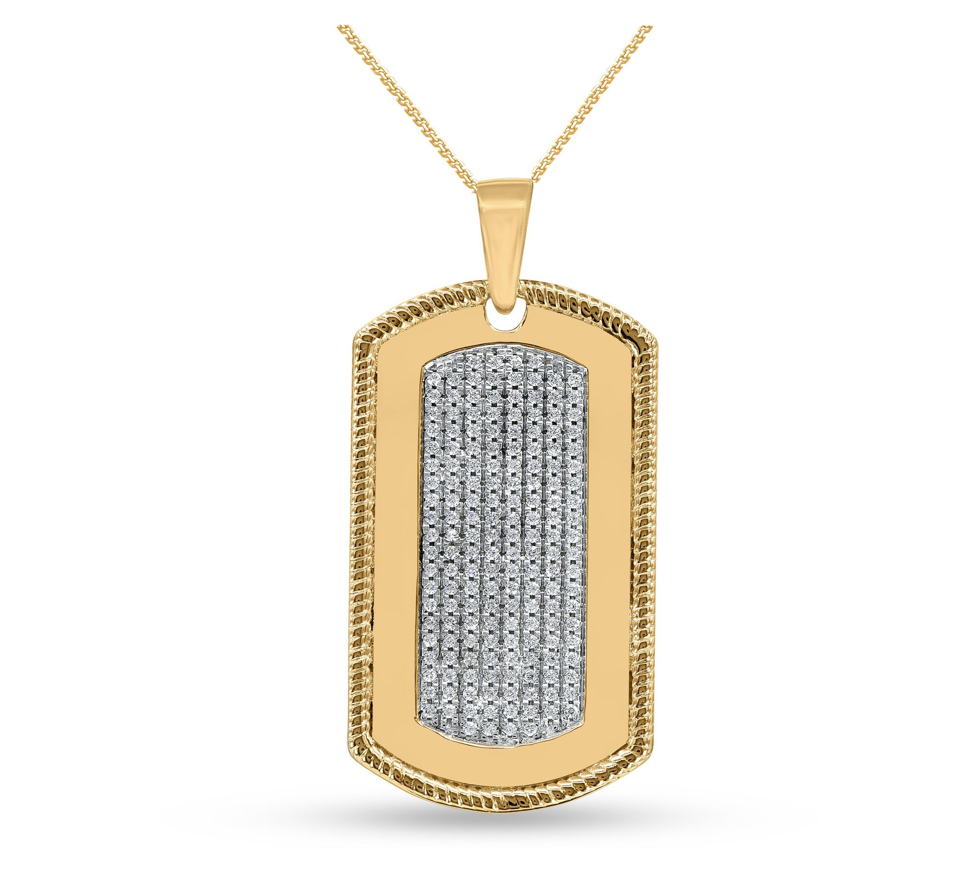 Affinity Diamon ds Men's 0.50 c ttw Tag Necklac e, 14K Gold