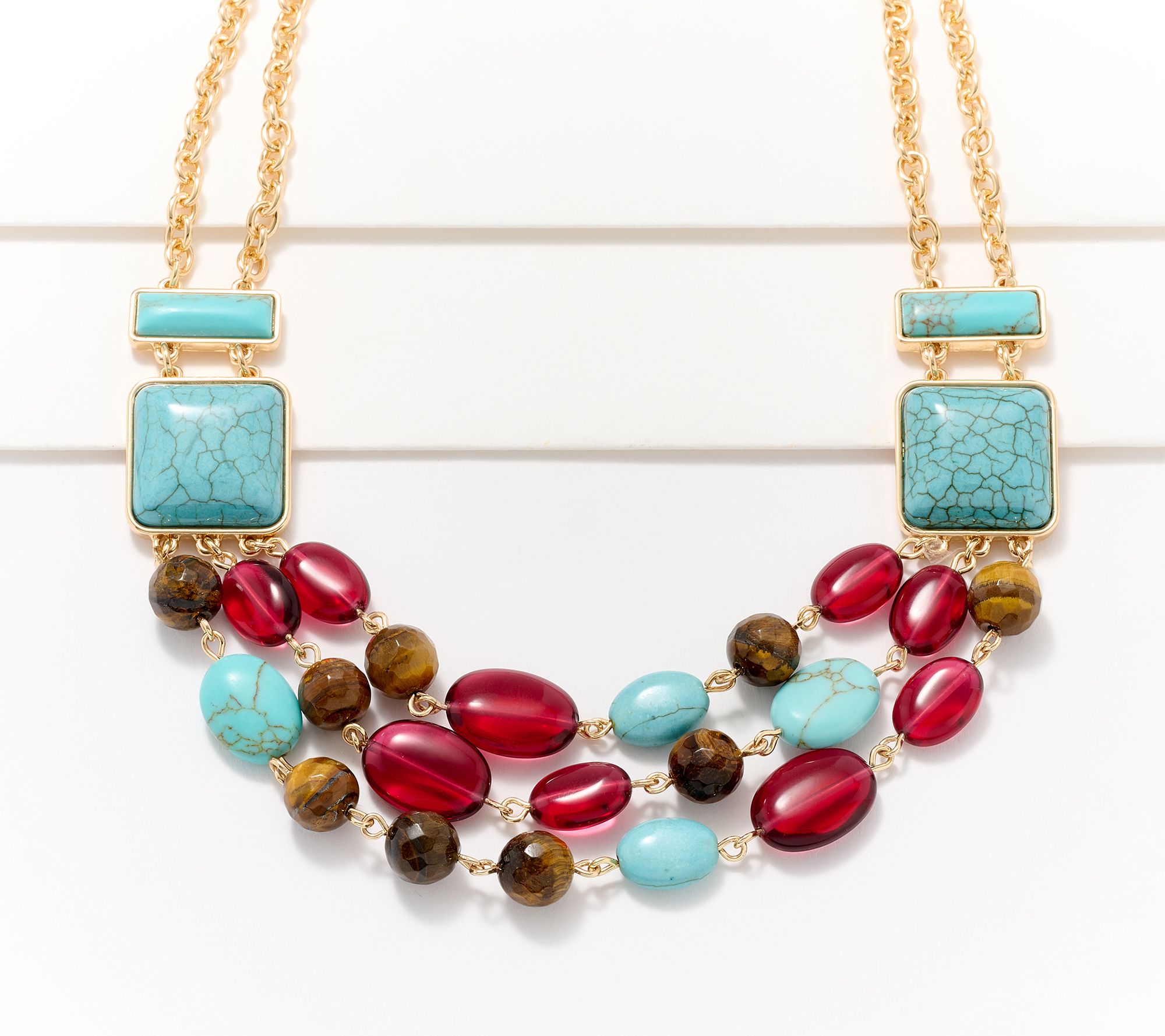 Joan Rivers 3 Row Bead Statement Necklace