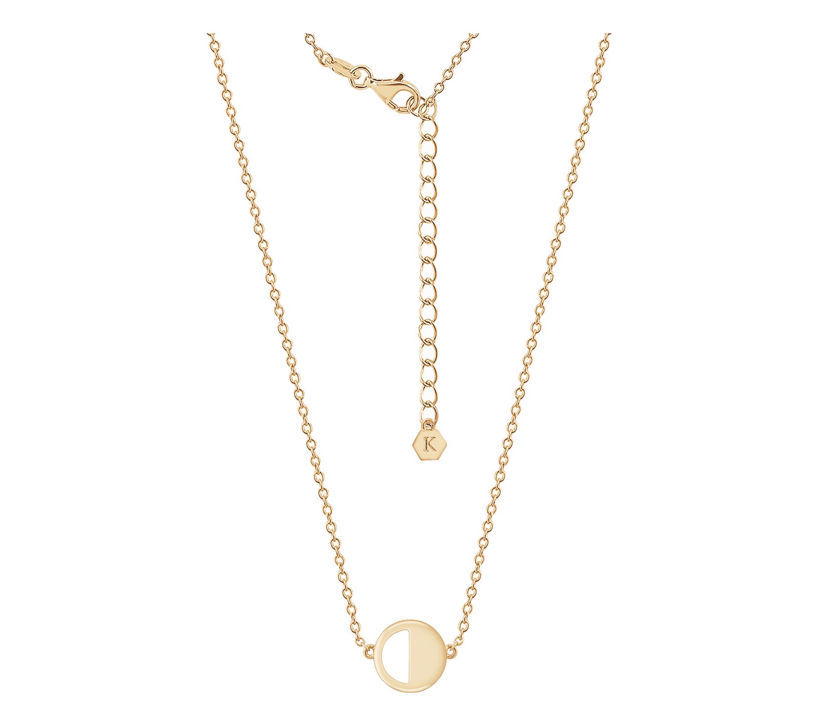 14K Gold Plated Round Tag Pendant w/ Chain