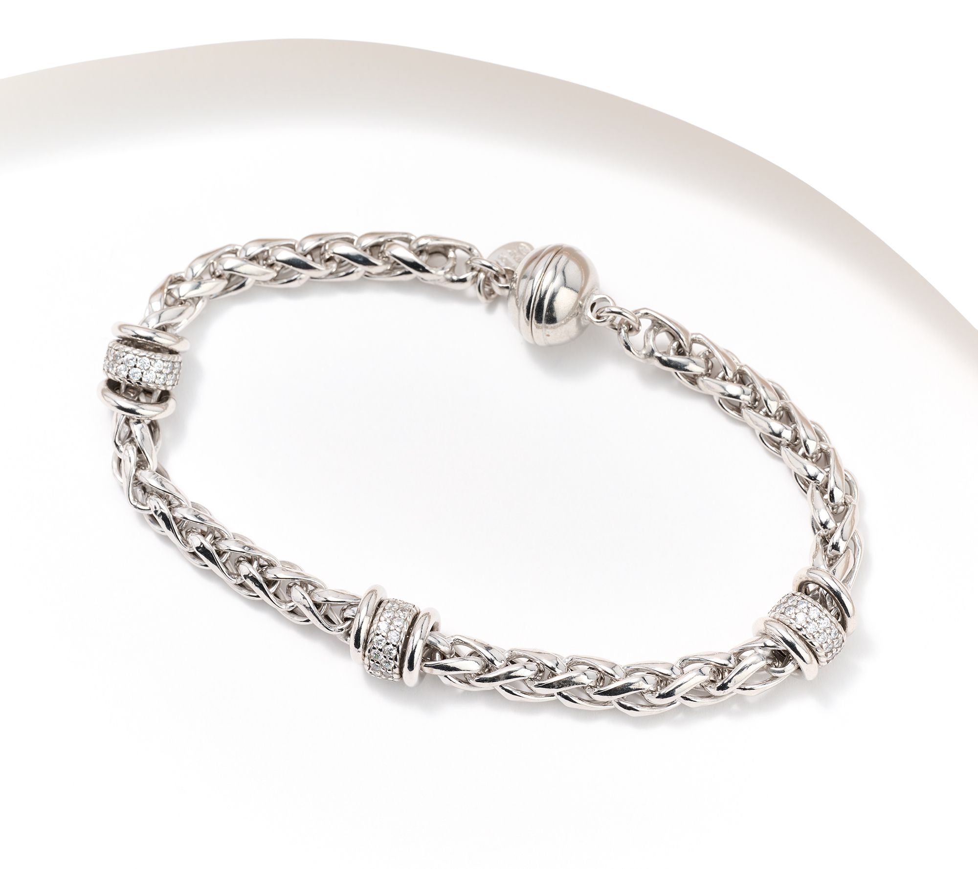 "As Is" Diamonique Italia C/0 Chain Station Bracelet, Sterl