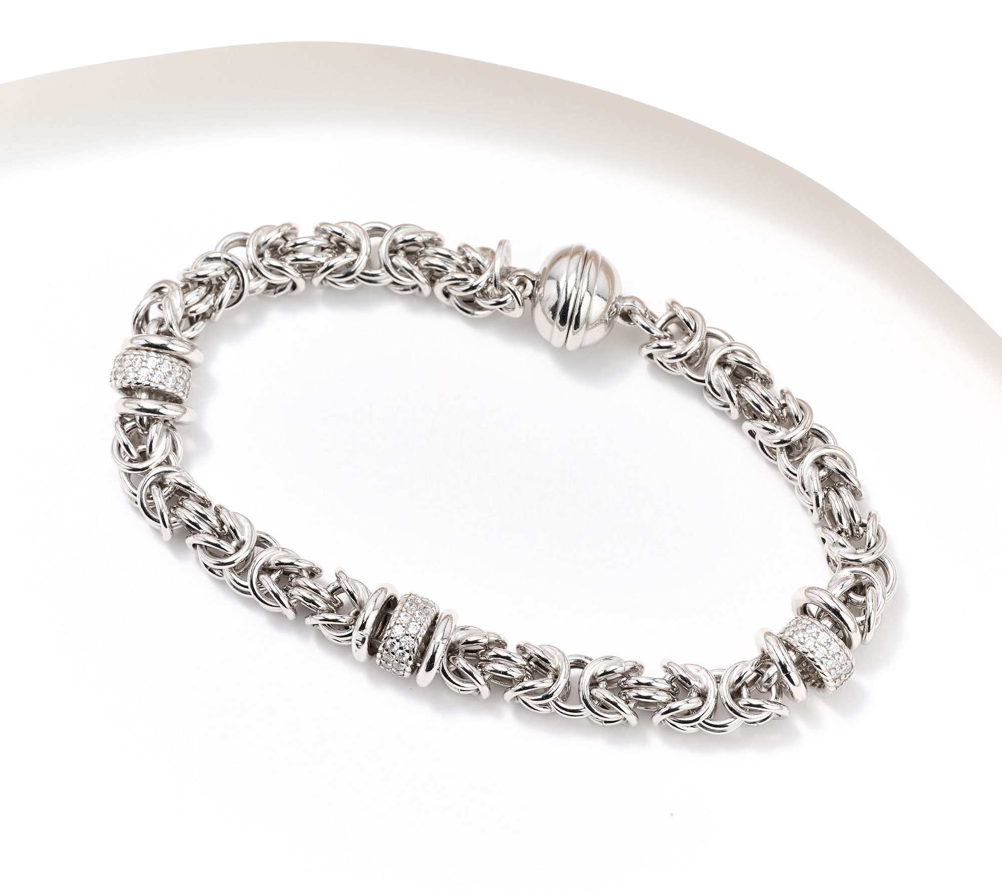 "As Is" Diamonique Italia C/0 Chain Station Bracelet, Sterl