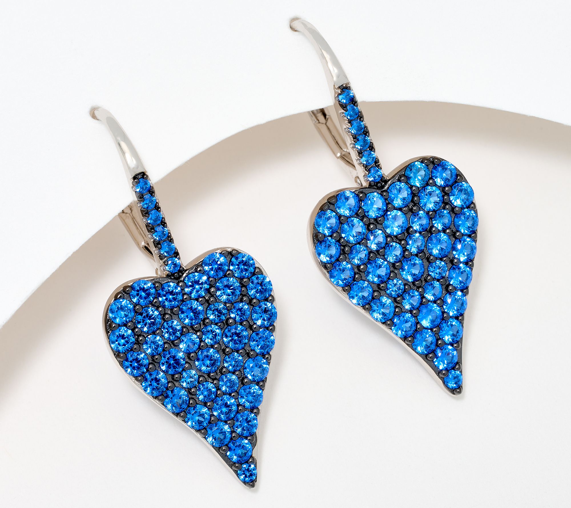 Diamonique x Jennifer Miller Pave Heart Earrings, Sterling Silver