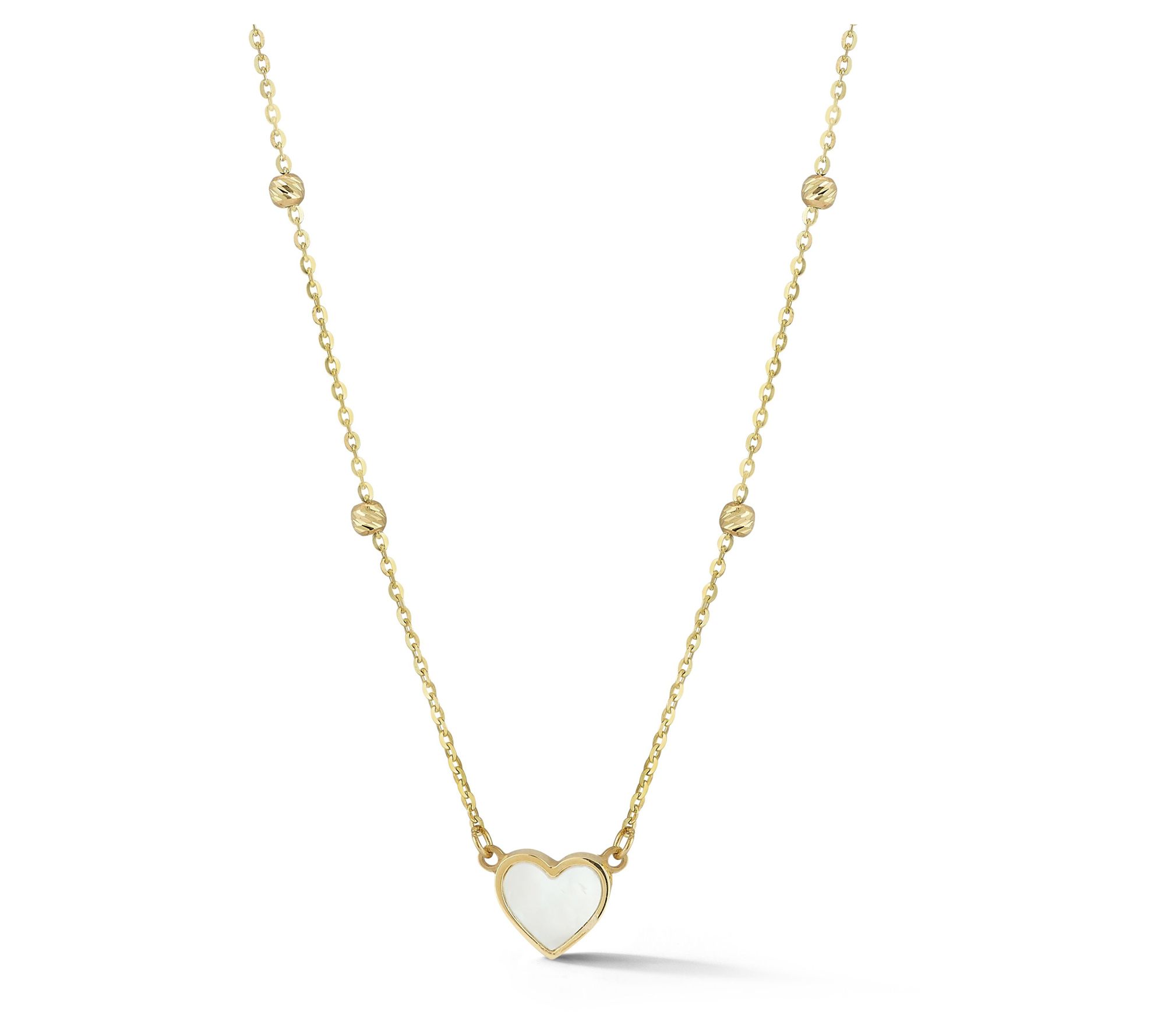 Luminosa Gold Mother of Pearl Bead  Station Necklace, 14K