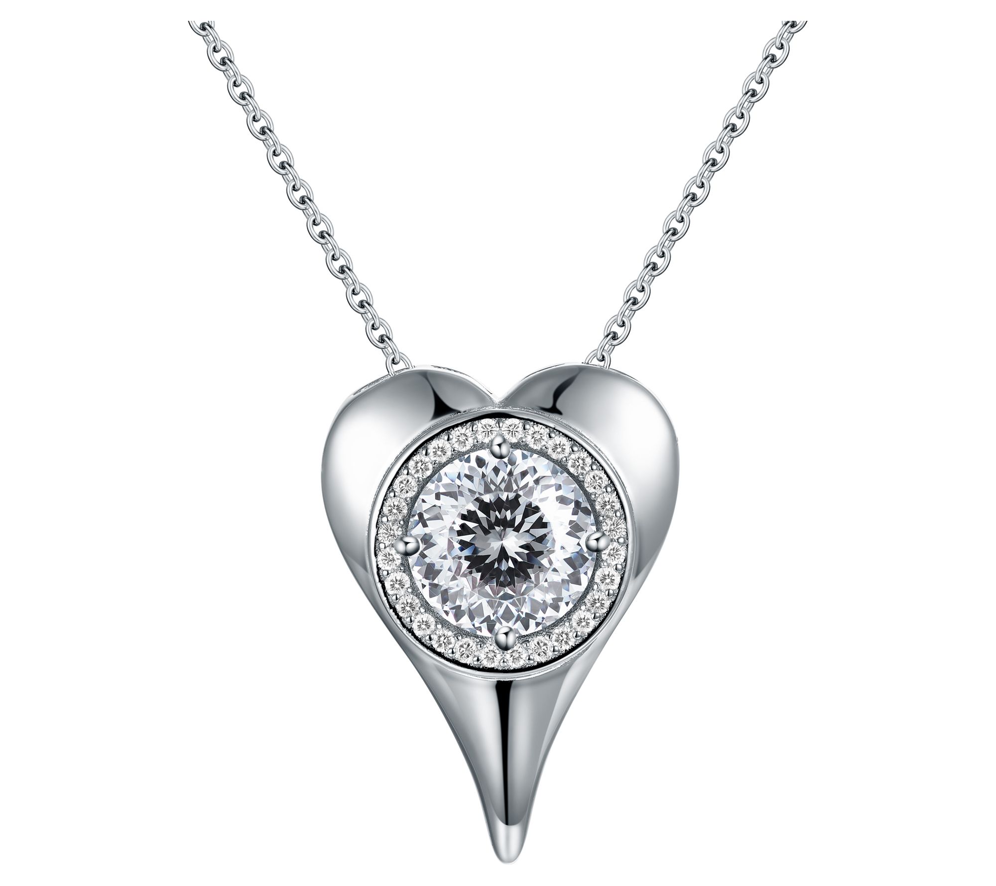 Diamonique X Jennifer Miller Heart Pendant w/ Chain, Sterling