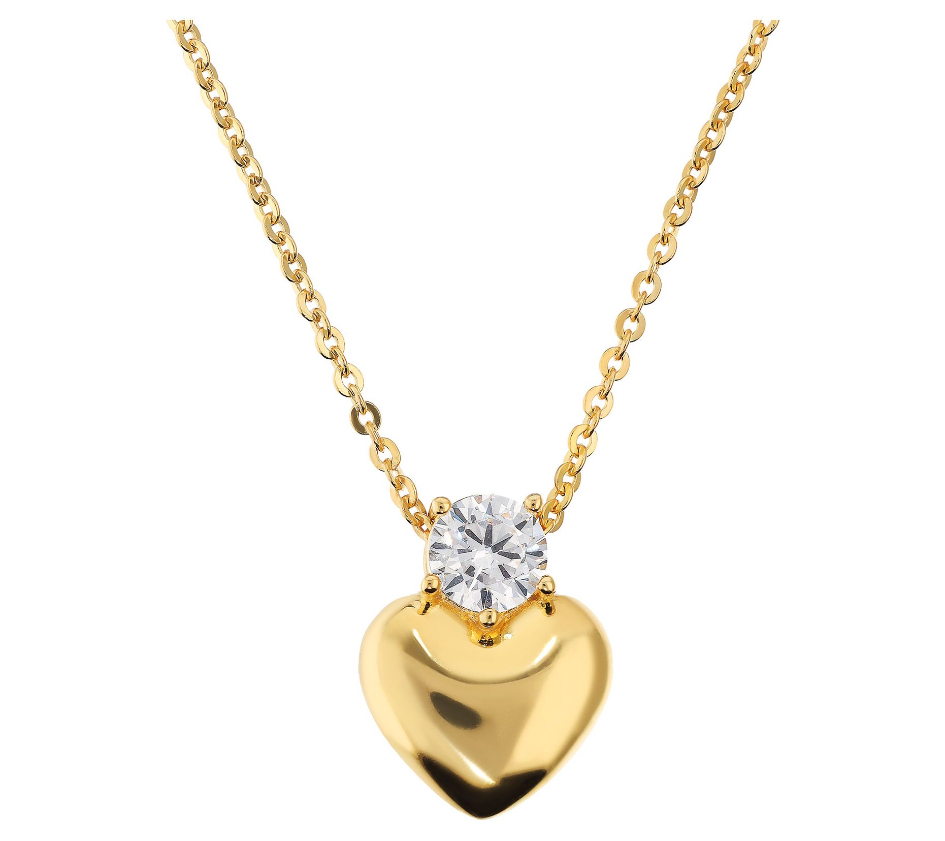 Diamonique 0.90 cttw Solitaire Heart Necklace,Sterling Silver