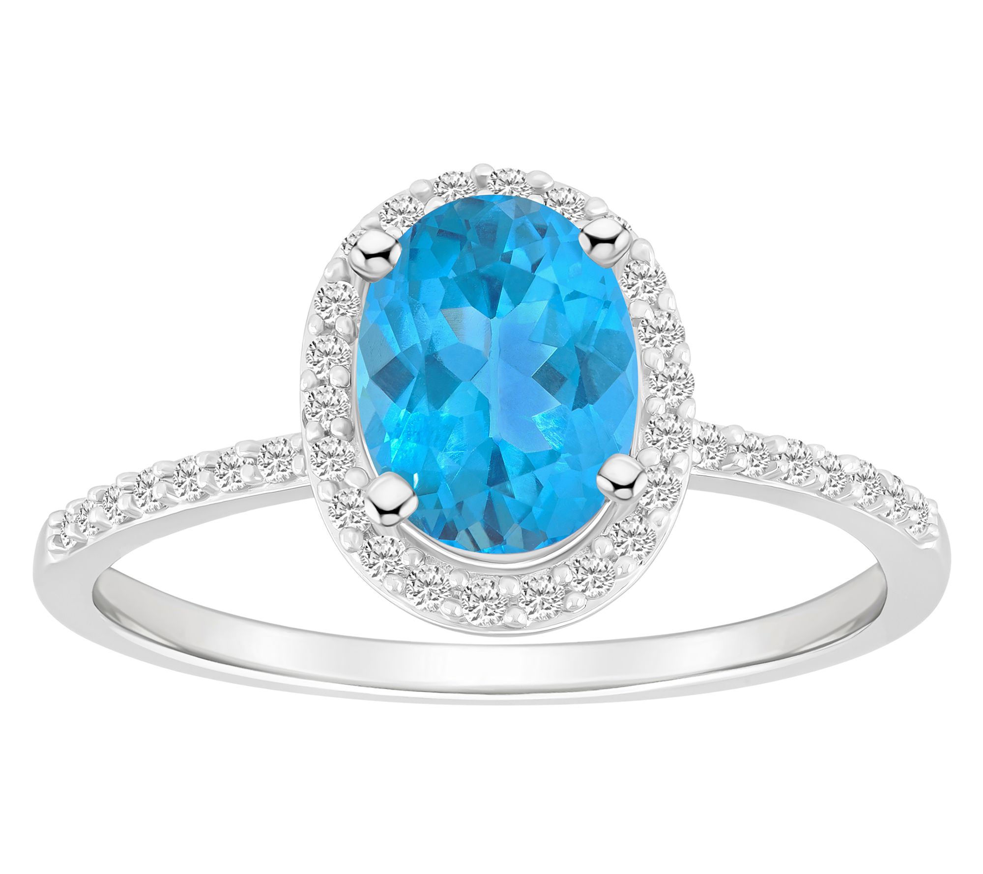 Affinity Gems Oval Gemstone Halo Ring, 10K White Gold
