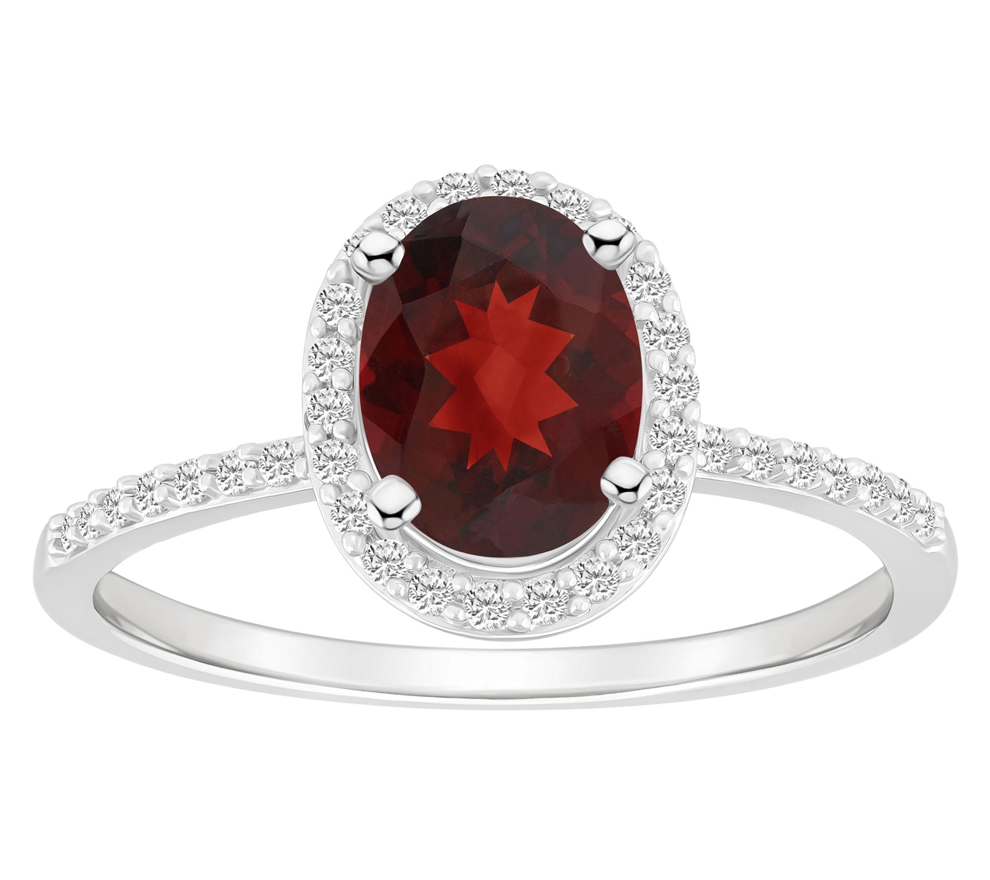 Affinity Gems Oval Gemstone Halo Ring, 10K White Gold