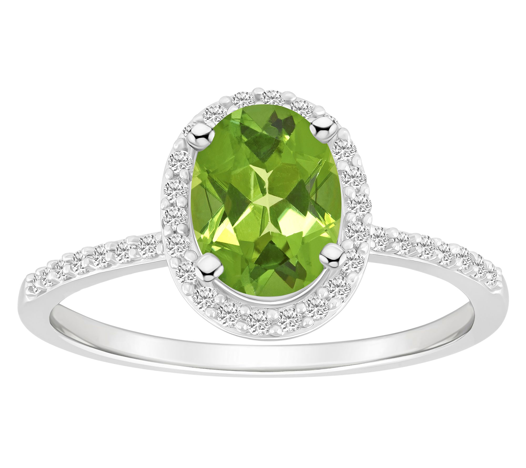 Affinity Gems Oval Gemstone Halo Ring, 10K White Gold